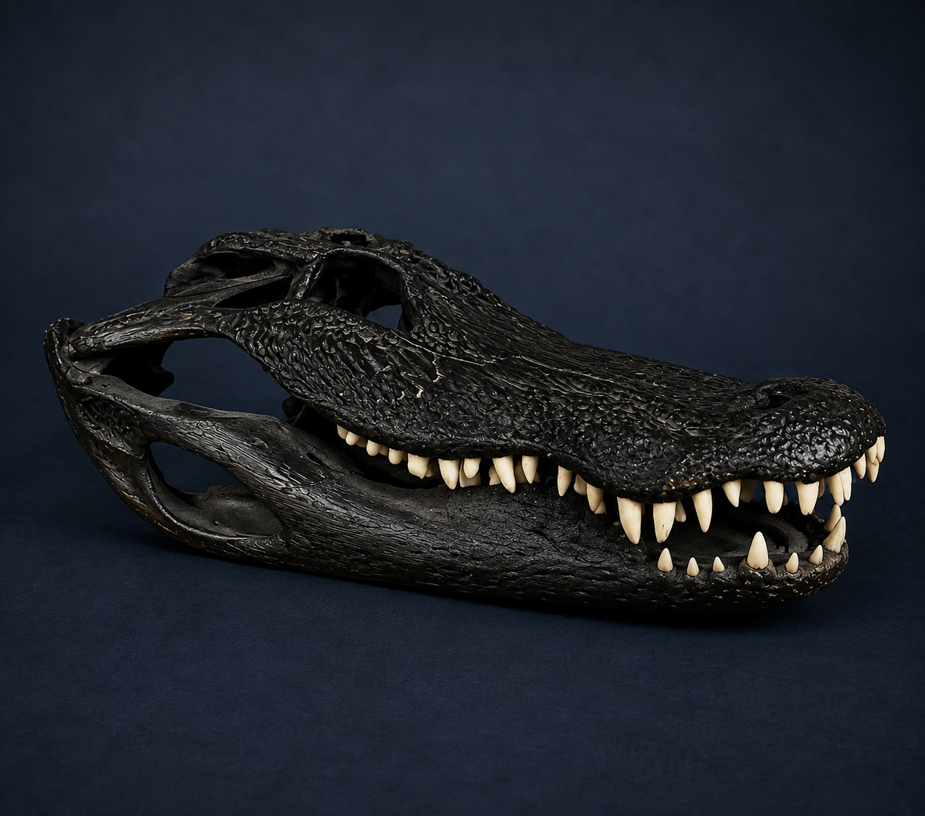 Black alligator skull